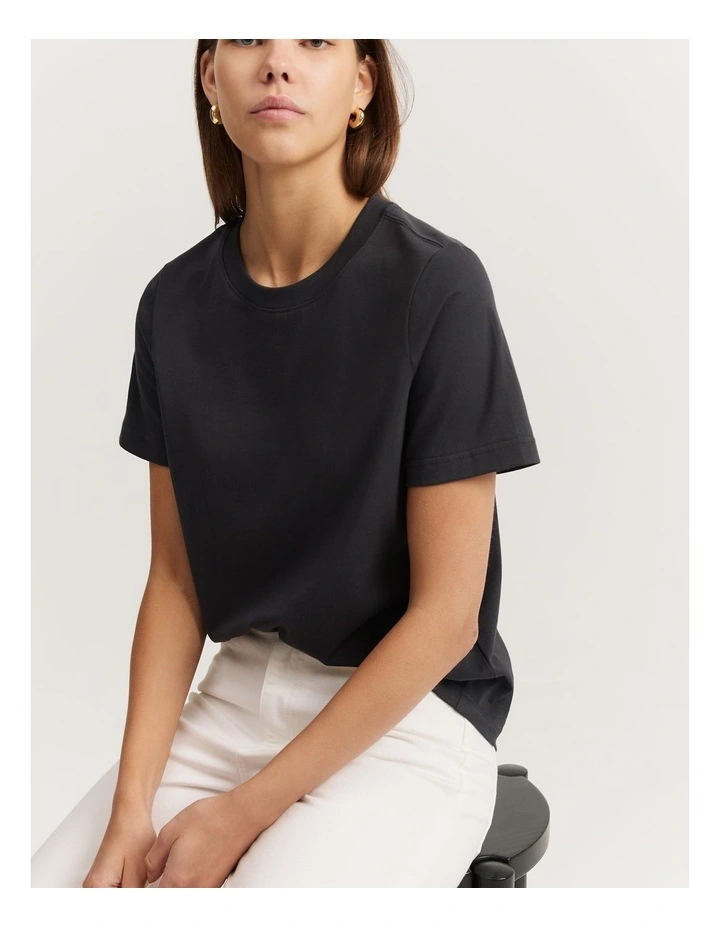 Australian Cotton Slim Fit T-shirt in Charcoal