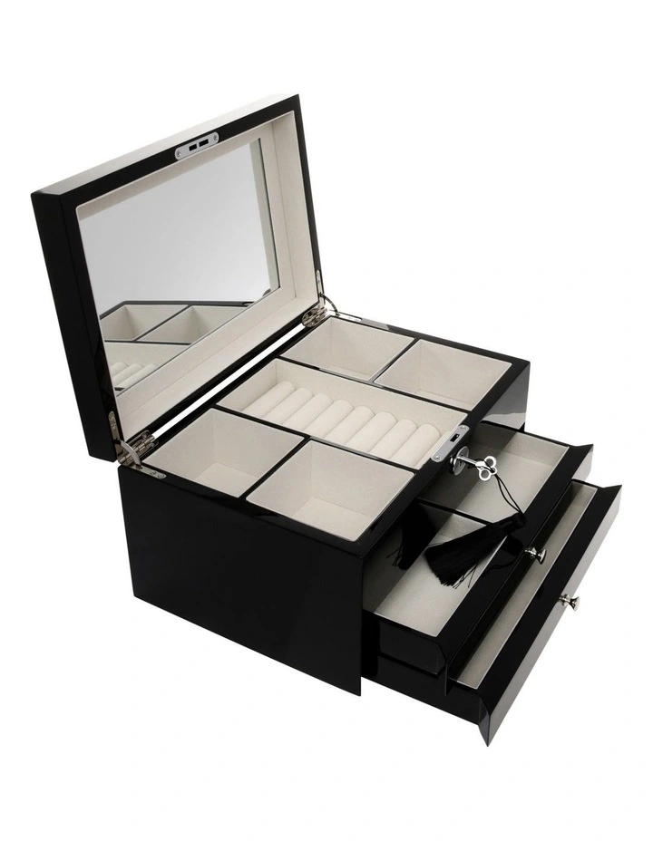 Multi Drawer High Gloss Black Jewellery Box