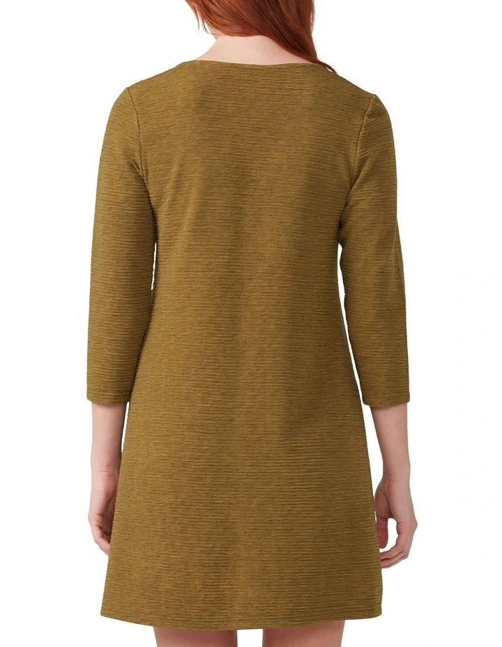Crinkled V Dress in Olive