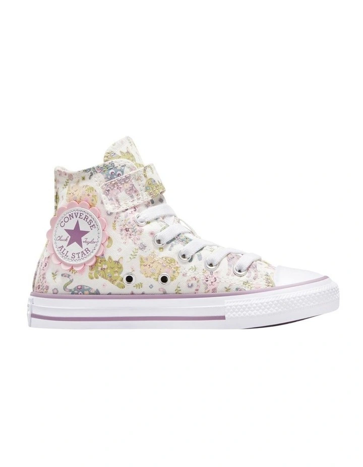 Chuck Taylor All Star 1V Hi Feline Youth Sneakers in White