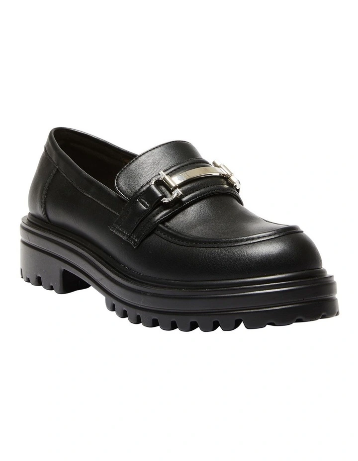 Belinda Flat Loafers in Black Smooth