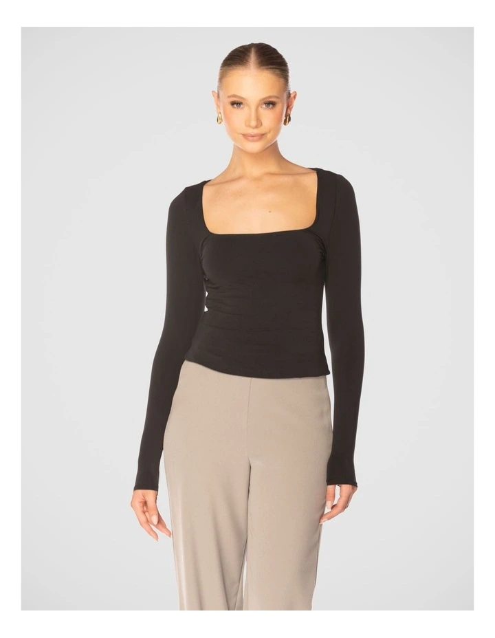 Carine Long Sleeve Top in Black