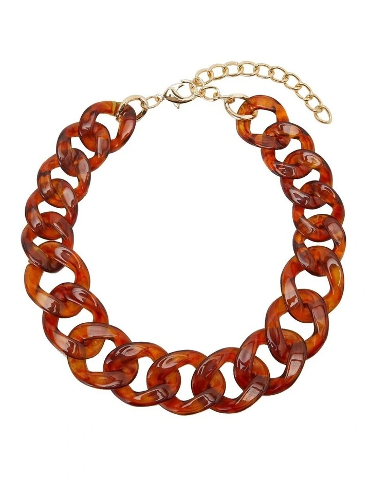 Porsha Resin Necklace in Tortoise Shell