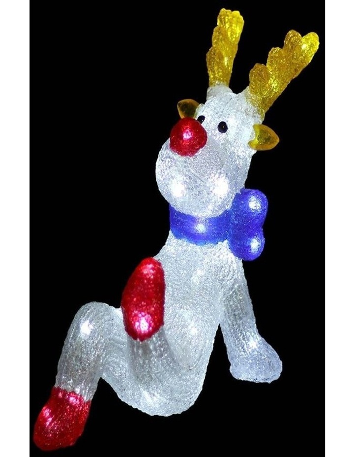 Acrylic Sitting Red Nose Reindeer H27cm