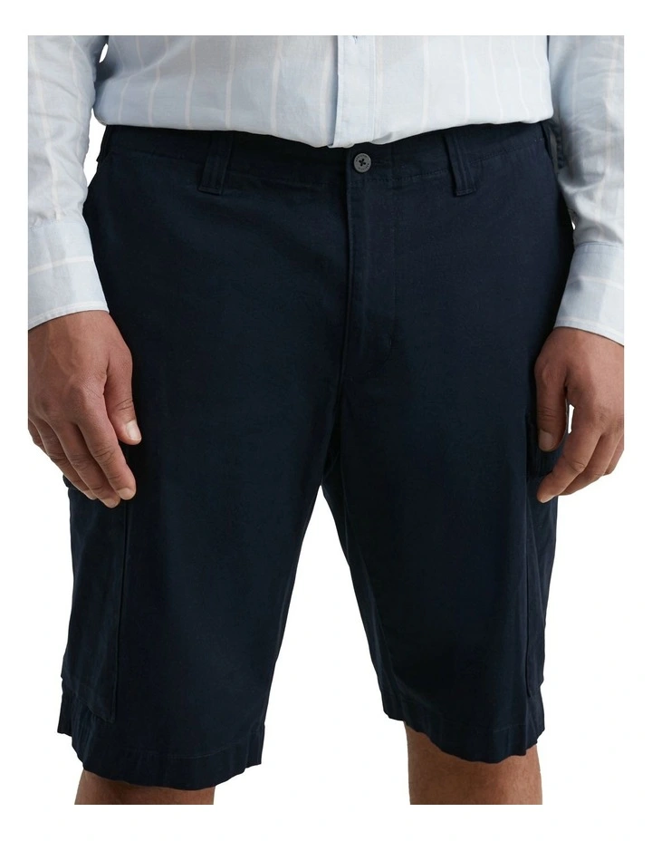 Big & Tall Twill Cargo Pocket Shorts in Blue