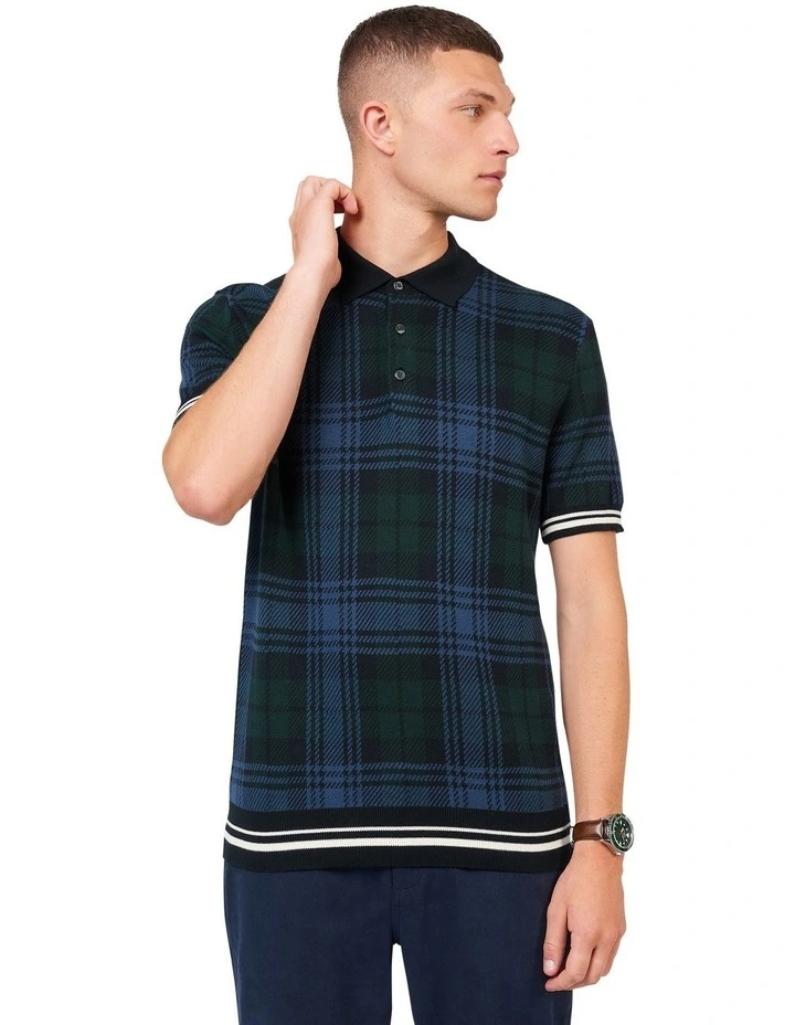 Check Polo Shirt in Black