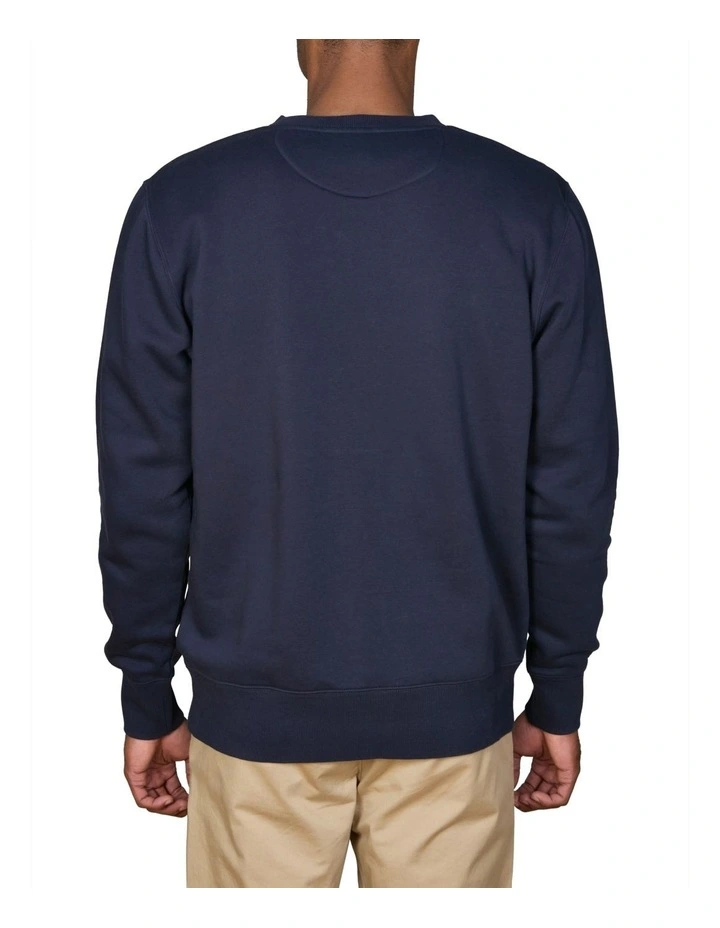Embossed Crew Neck Sweatshirt in Evening Blue