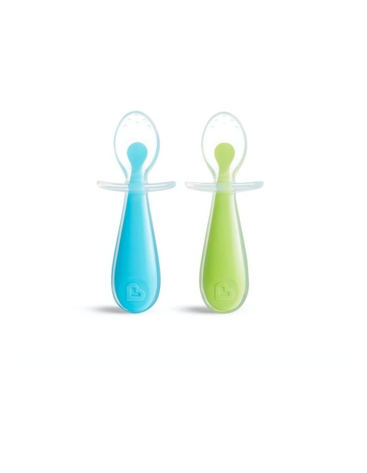 Gentle Scoop 2 Pack Silicone Training Spoons in Blue/Green