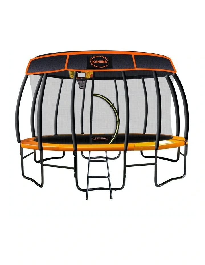 New 14ft Trampoline Free Safety Net Spring Rainbow Pad Roof Mat Ladder Basketball Orange