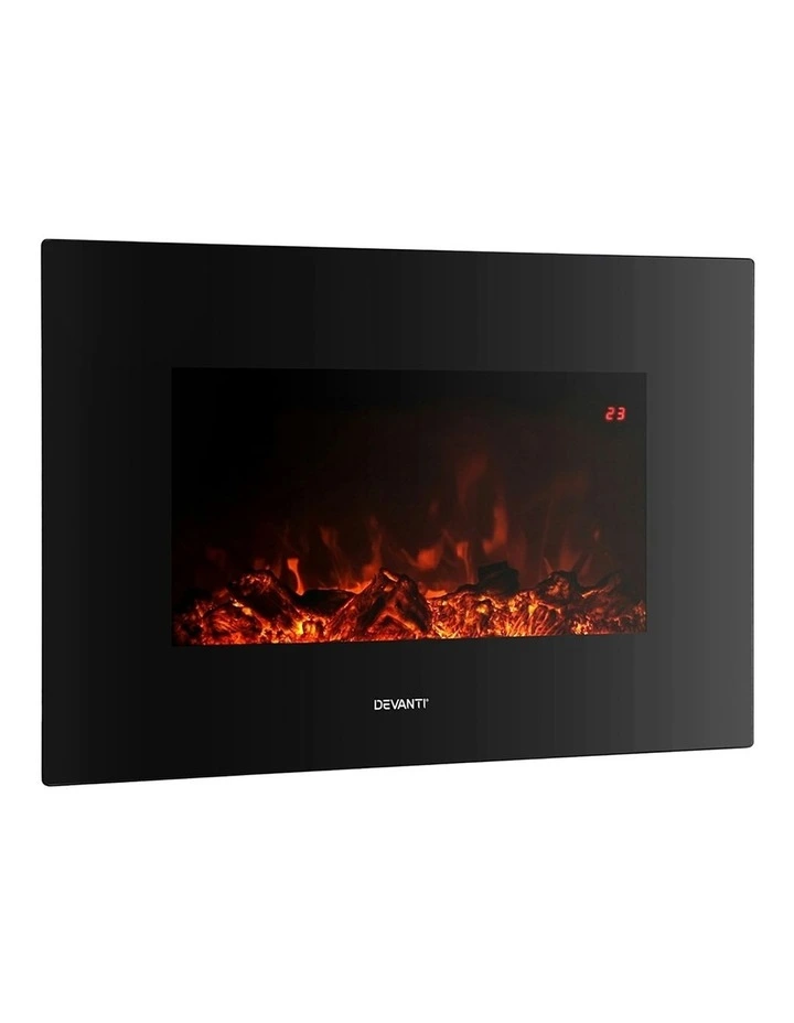 2000W Electric Fire Heater in Black