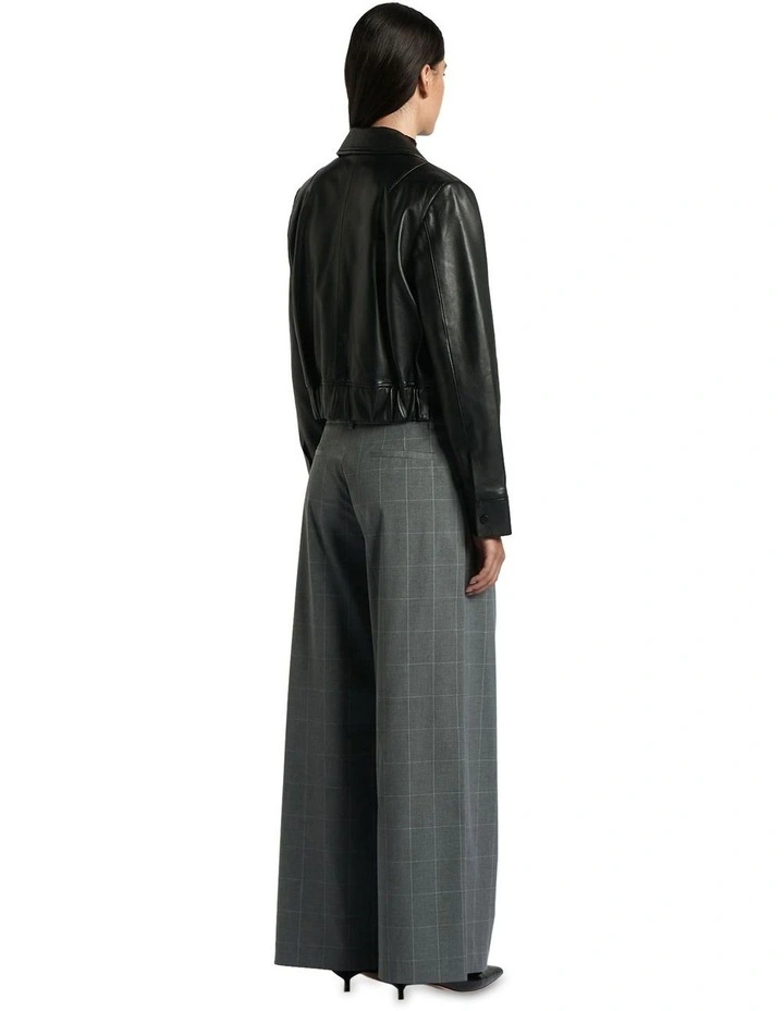 Buckle Detail Wide Leg Pant in Grey Melange