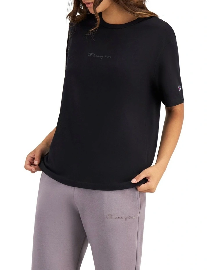 Script Tonal Tee in Black