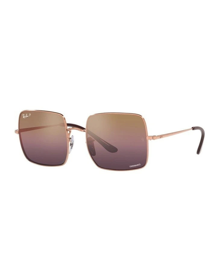 SQUARE Polarised Sunglasses In Rose Gold