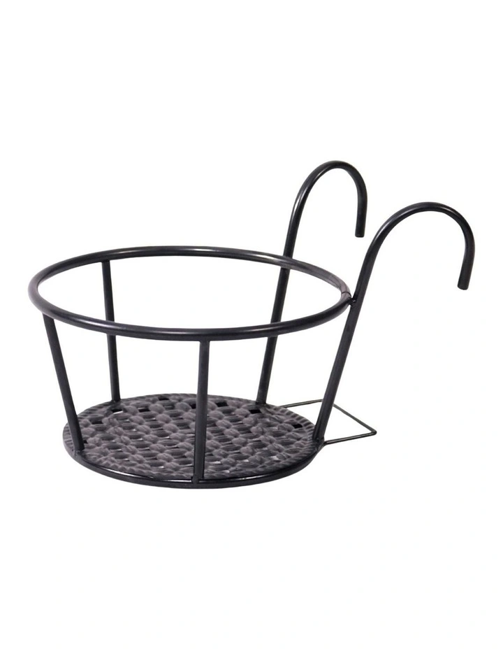 Hanging Railing Planter Baskets Garden Flower Pot Holder 4 Pack in Black