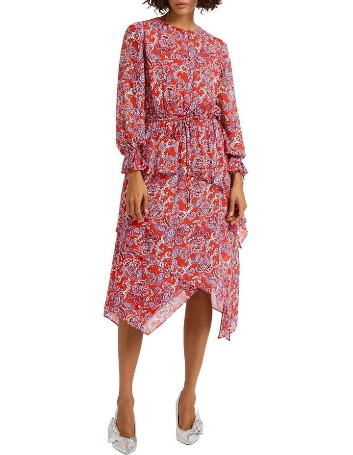 For It Midi Dress in Red Multi