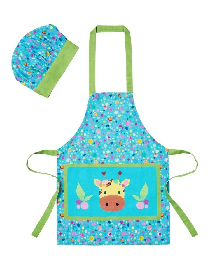 Kasey Rainbow Critters Apron & Hat Set in Blue