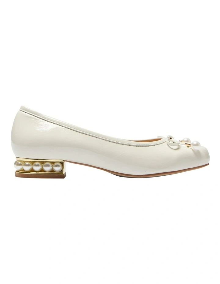 Leather Paris Ballet Flats in Ivory Patent
