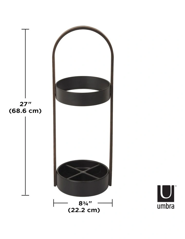 Bellwood Umbrella Stand 22x24x68cm in Black/Walnut