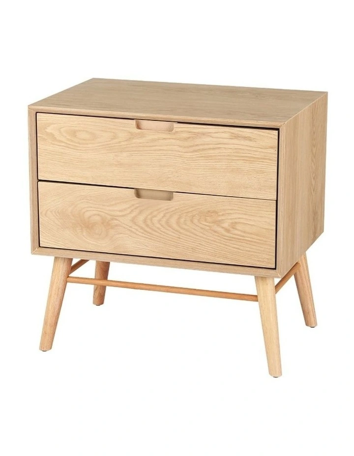 Gino 2 Drawers Bedside Table in Pine