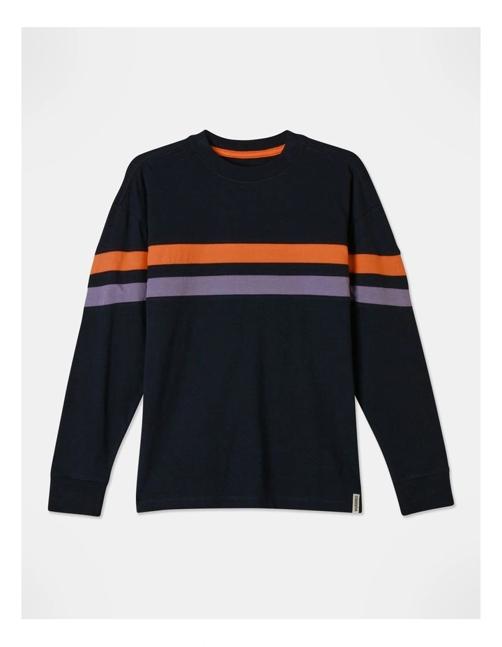 Long Sleeve Splice Tee in Navy