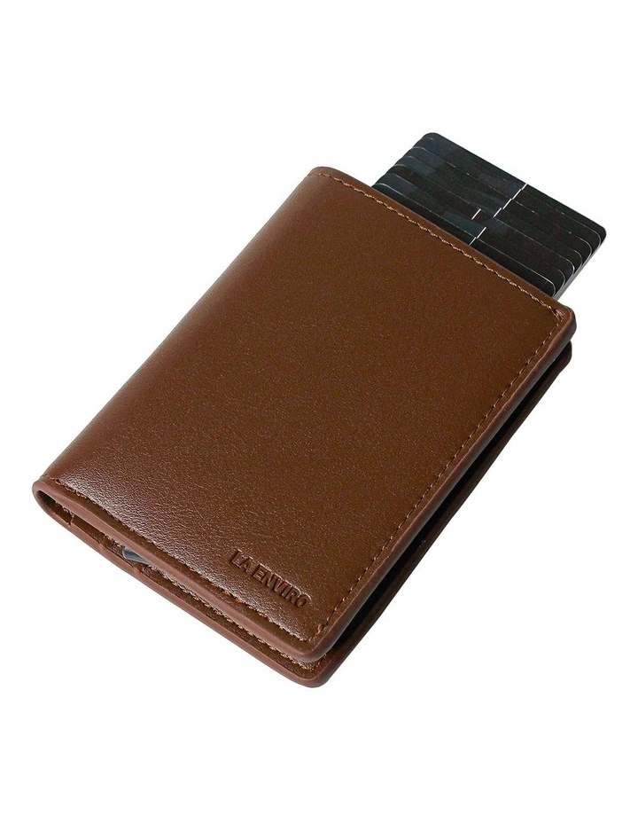 Stanley Minimalist Coin Pocket Vegan Leather Wallet in Brown