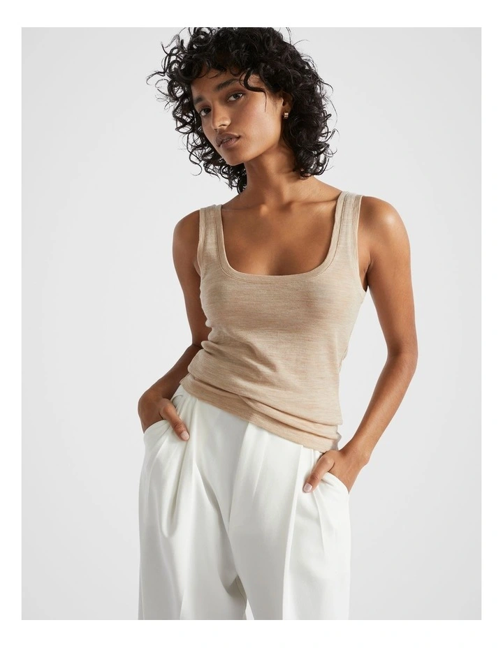 Babywool Tank in Champagne Beige Marle