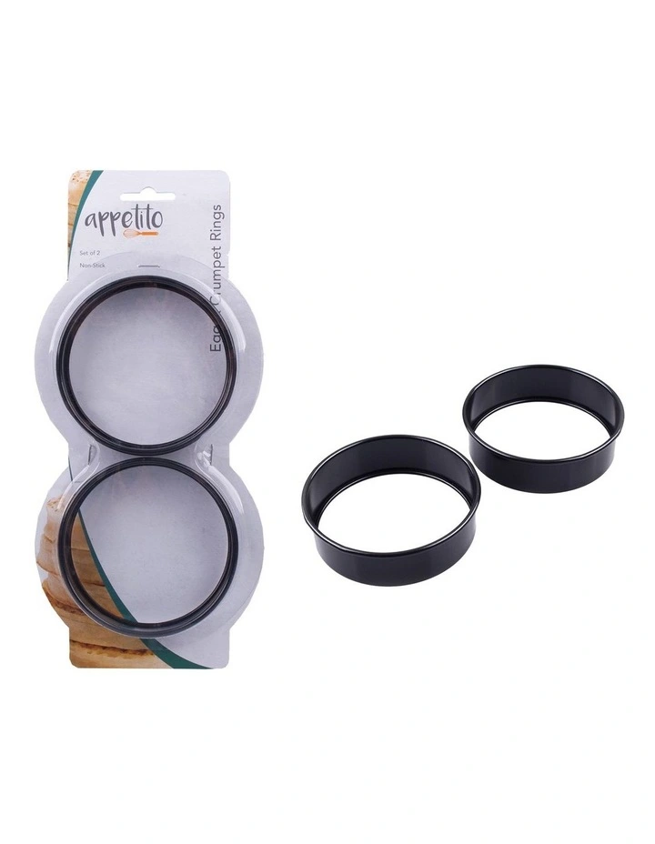 Non-Stick Large Egg/Crumpet Rings Set Of 2 in Black