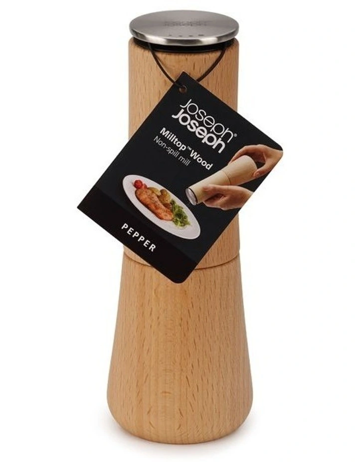 Milltop Wood No-Spill Pepper Mill in Beech