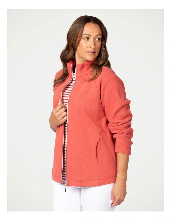 Haven French Rib Zip Up Jacket in Rust