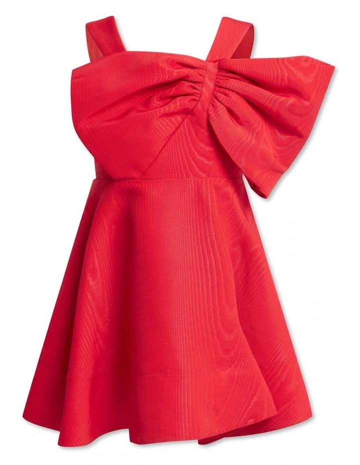 Stefania Mini Bow Dress in Fire Red
