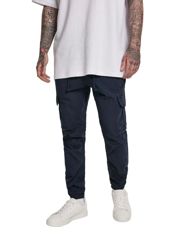 Cuffed Cargo Jogging Pants in Navy
