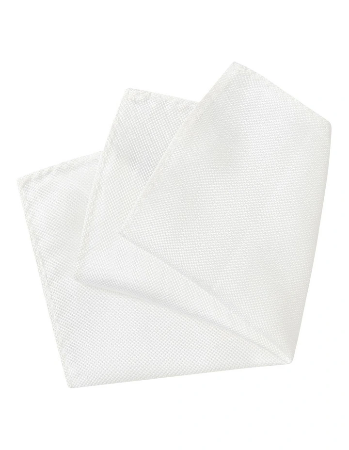 Pocket Square Dobby Plain Handkerchiefs in White