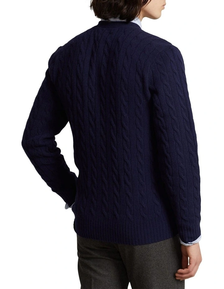 Cable-Knit Wool-Cashmere Cardigan in Blue