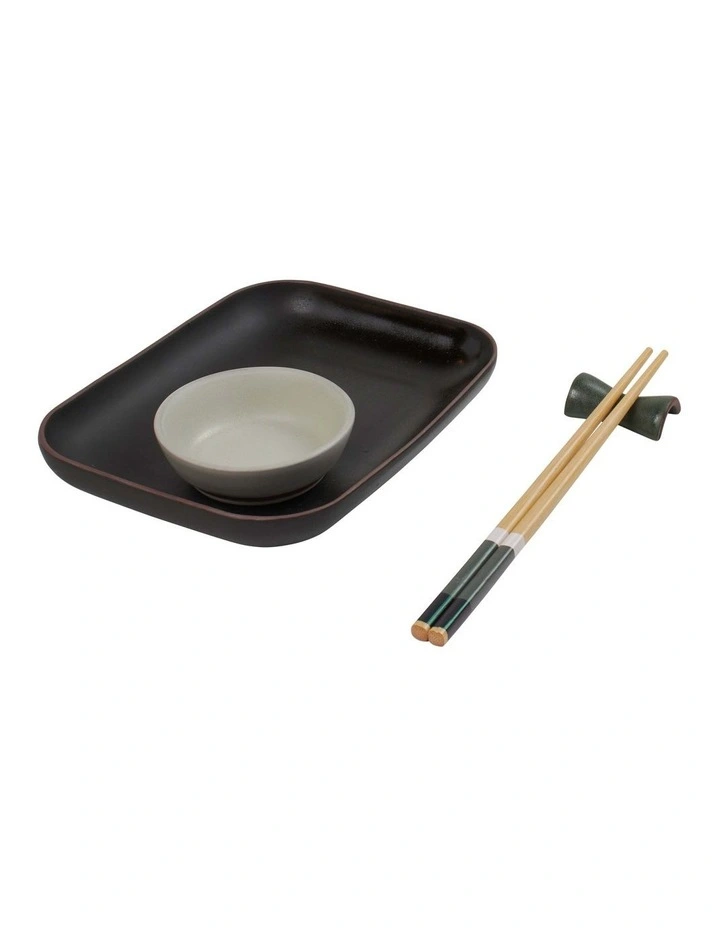 Shari 4pc Set Dish Condiment, Chopsticks & Rest in Assorted