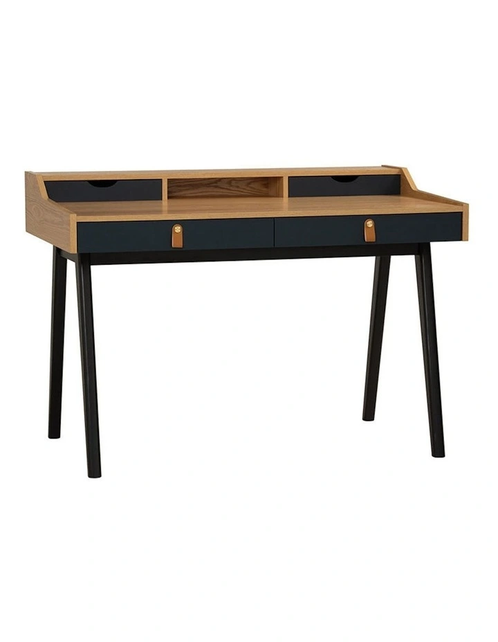 Castor Study Desk 110cm in Natural/Black
