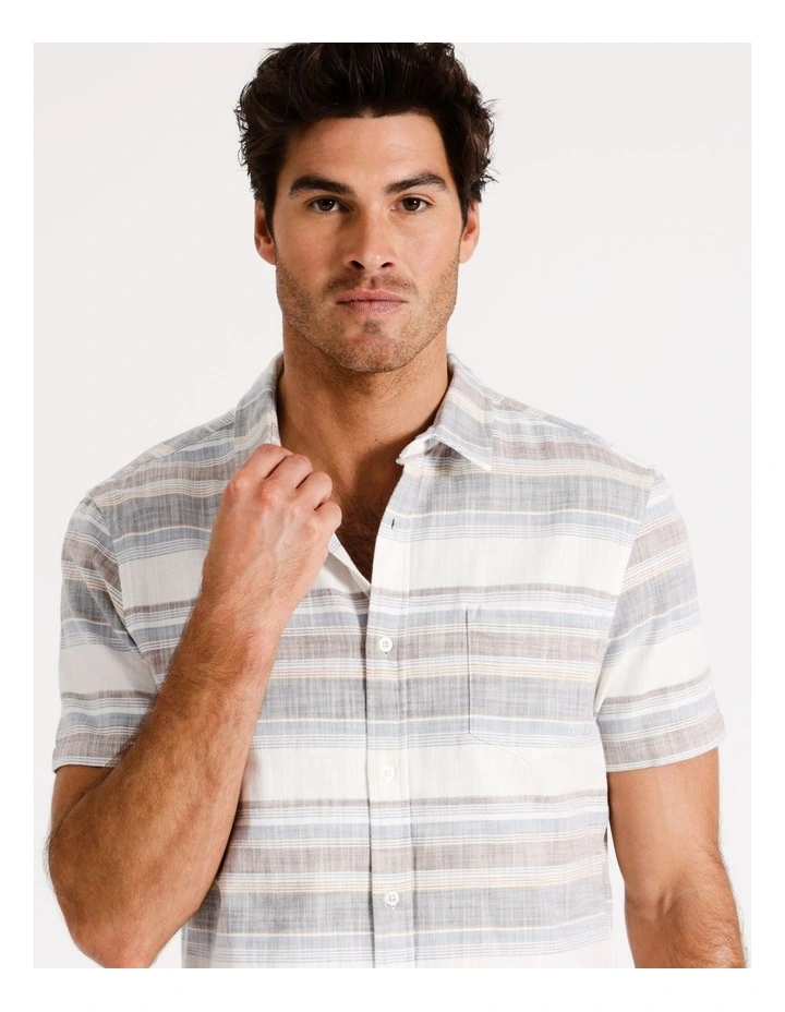 Mcbride Stripe Short Sleeve Shirt in White