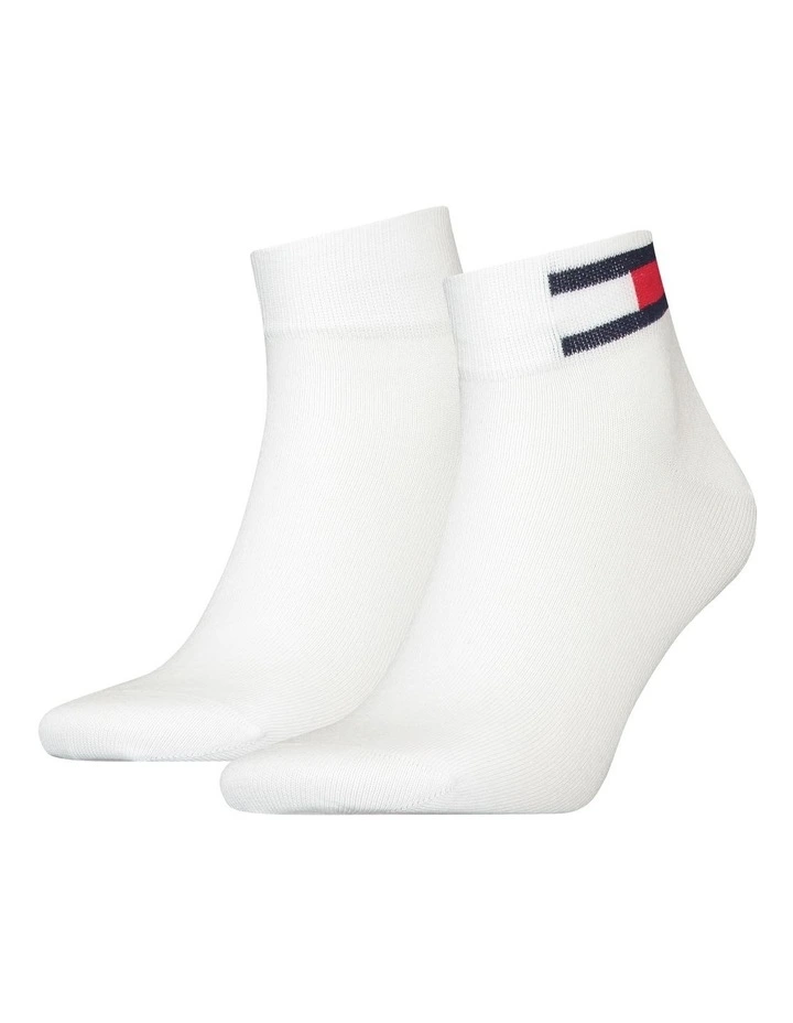 Flag Quarter Crew Socks 2 Pack in White