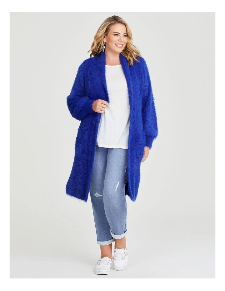 Fluffy Knit Cozy Cardigan in Lapis Blue