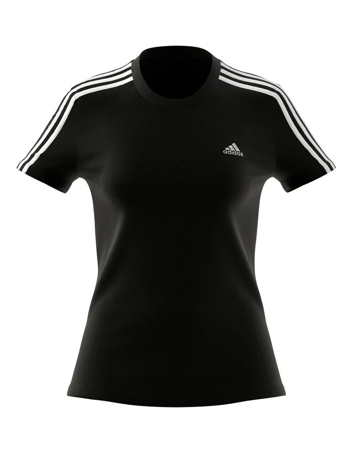 Essentials 3 Stripe Slim Tee Black/White