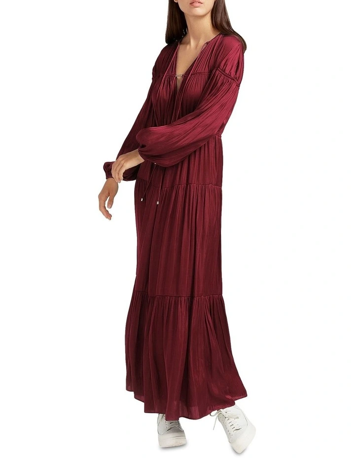 Window Seat Tiered Maxi Dress in Red