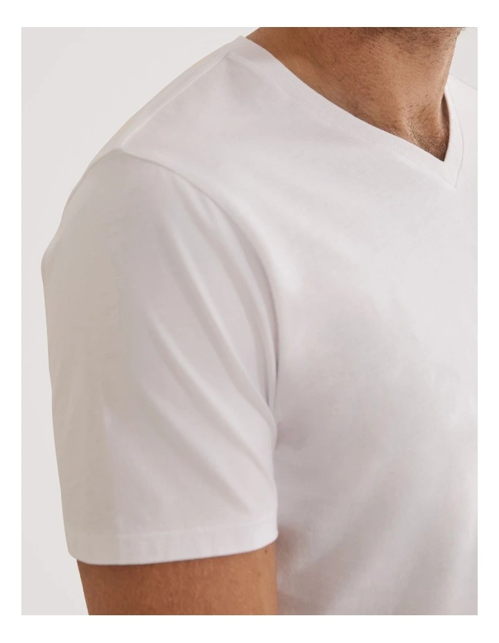 Pima Cotton V-neck T-shirt in White