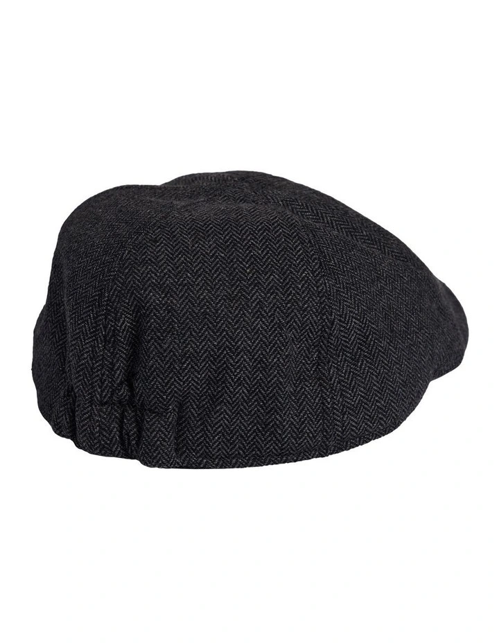 Herringbone Flat Cap in Charcoal