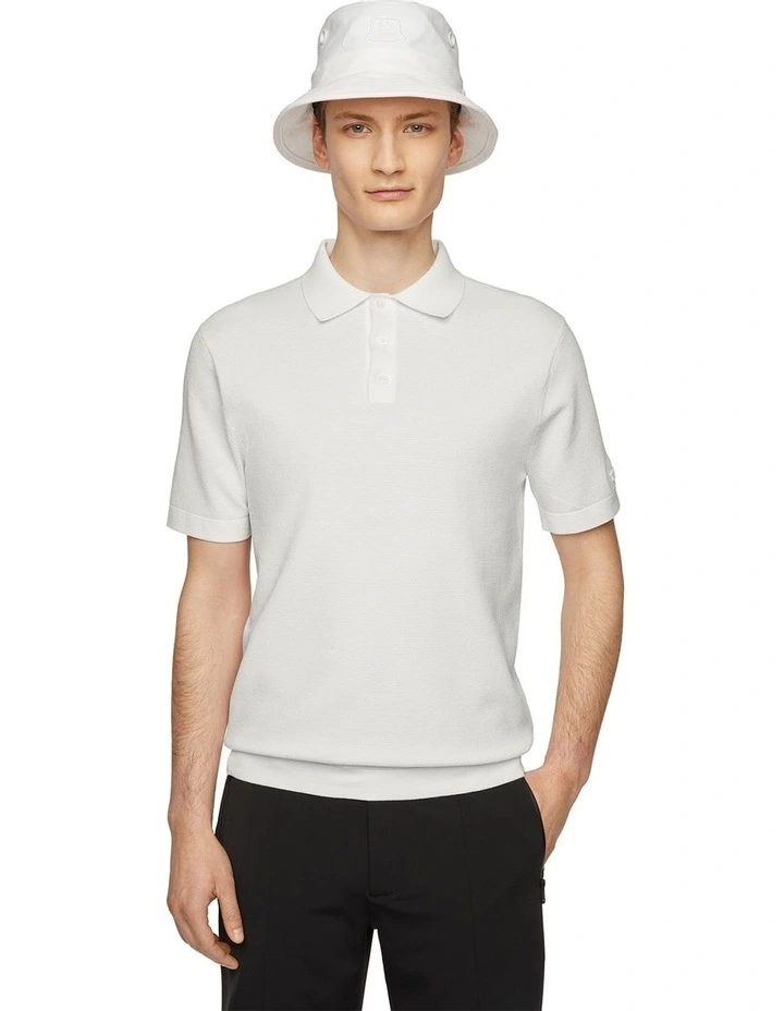 Pique Polo Sweater in White