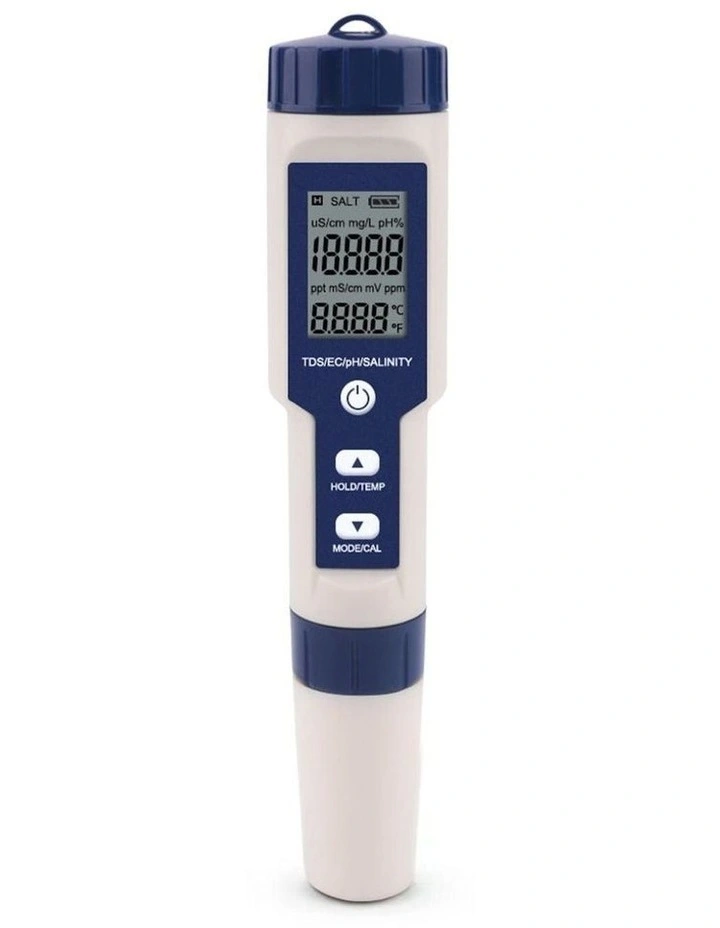 5 in 1 Digital Water Quality Test Meter TDS Salinity PH Tester in White