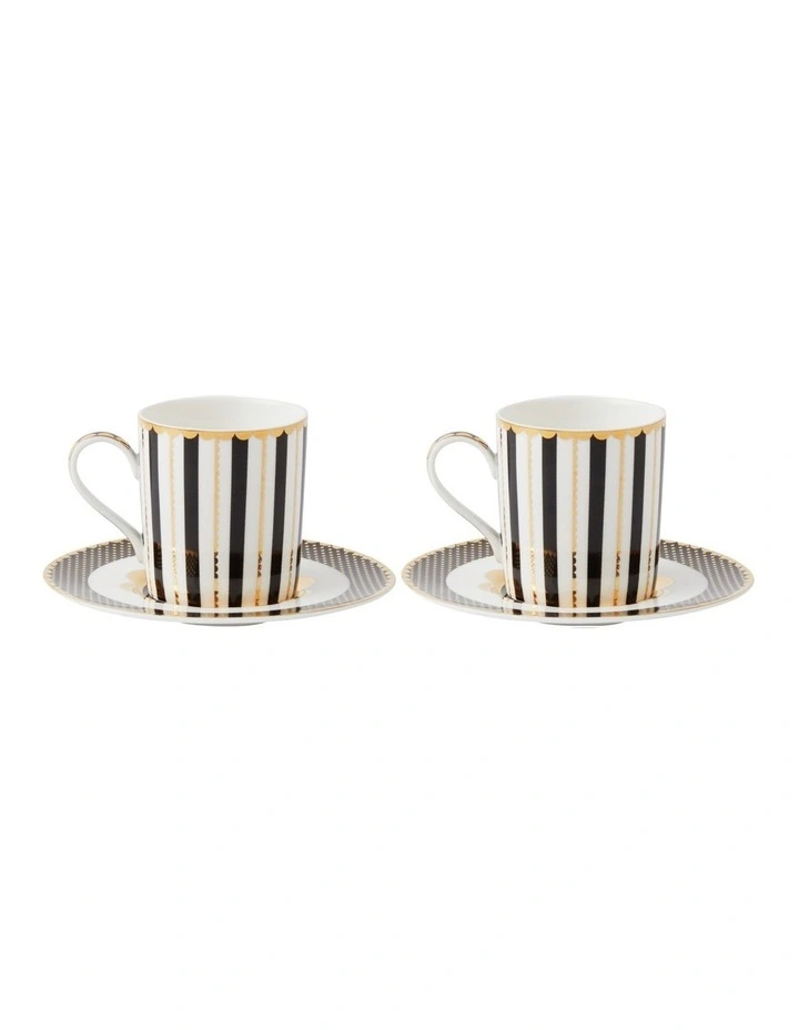 Gift Boxed Teas & C's Regency Demi Cup & Saucer 100ml Set of 2 in Black