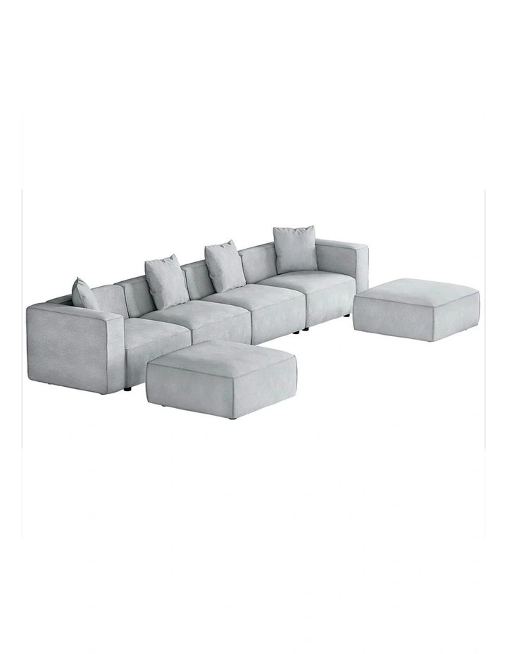 Modular Sofa Chaise Set 6-Seater in Grey