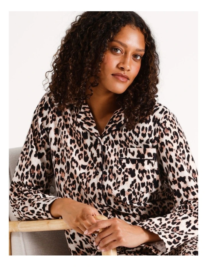 Flannelette Pyjama Set in Leopard Skin