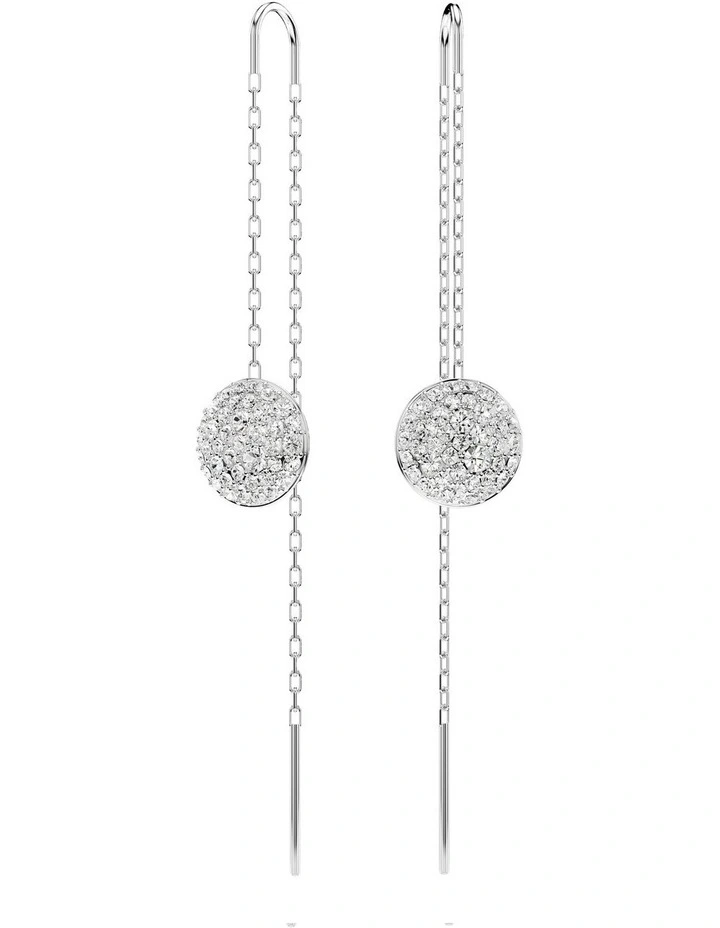 Meteora Rhodium Plated Drop Earrings in White