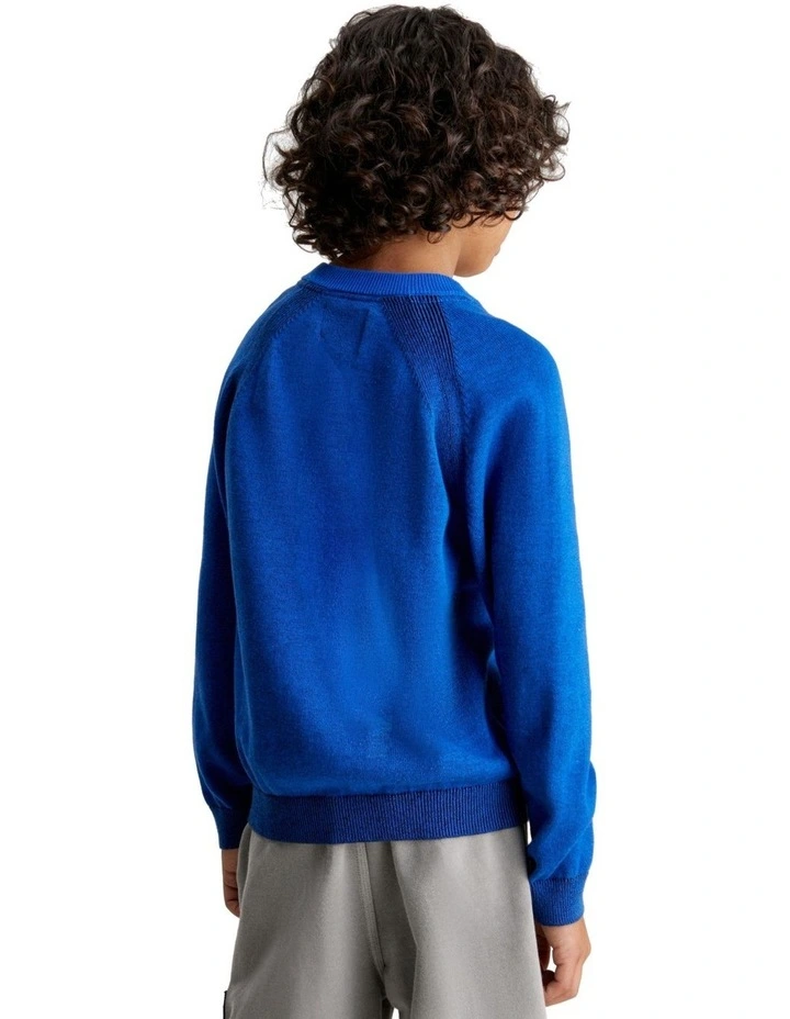 Two Toned Badge Sweater in Kettle Blue