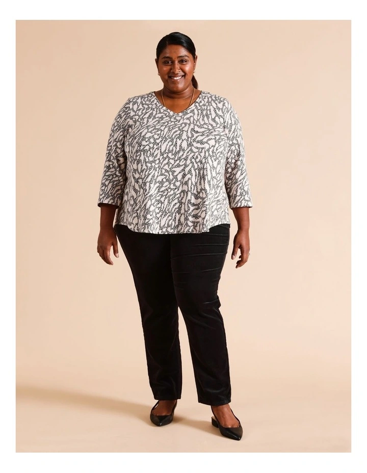 Recycled Cotton Blend 5 Pocket Stretch Cord Pant In Black